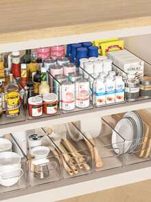 1个装 4/2/1，透明桌面收纳盒，家用内衣、内裤、袜子、胸罩收纳盒、化妆品、手机壳收纳盒、厨房收纳盒 - 無色 - 查看 6