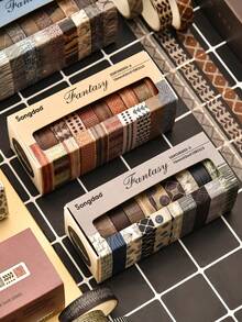 10rolls Fantasy Vintage Stamp Washi Tape, European Style Decorative Background Tape For Journaling, Scrapbooking, DIY Crafts And Planner Decorating - Multicolor - View 3