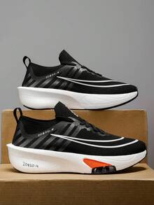 L.S.W.P Men's Road Running Shoes, Featuring Carbon Fiber Plate Technology - Lightweight Cushioned Sports Sneakers, Non-Slip TPU/Rubber Outsole, Breathable Design, Suitable For Marathon, Gym Training - Unisex For Men, Women & Teens, All-Season Performance Shoes, Fitness Workout Trainers, Dynamic Colors, Secure Fit, High-Efficiency Footwear, Active Lifestyle - Black - View 6