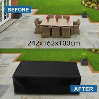 210D Rectangular Patio Table Cover, Outdoor Furniture Cover With Drawstring Closure, Fits Dining Table, Picnic Table, Coffee Table, Chairs And Sofa, Multi-Size