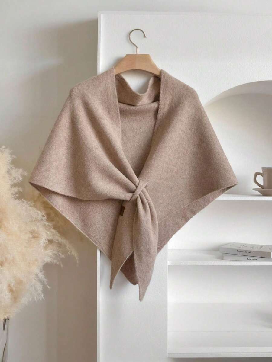 1pc Wraps For Women – Oversized 185*76cm Knitted Poncho Cape, Soft Pashmina Shawl For Women, Solid Color Shawl, Shawls And Wrap For Evening Dresses,Women Elegant Shawl Wraps Soft Open Front Poncho Sweater For Spring Fall Winter,Triangle Buckle Shawl Scarf,Fashionable Warm Costumes Accessories,73*30in - Multicolor - View 1