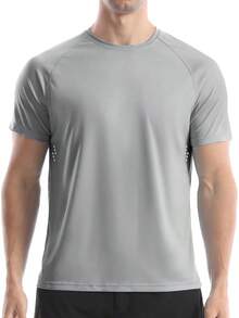 Men's UPF 50+ Swim Shirts, Short Sleeve Rash Guard, Quick Dry-Shirt Fishing And Surfing - Gray - 查看 8