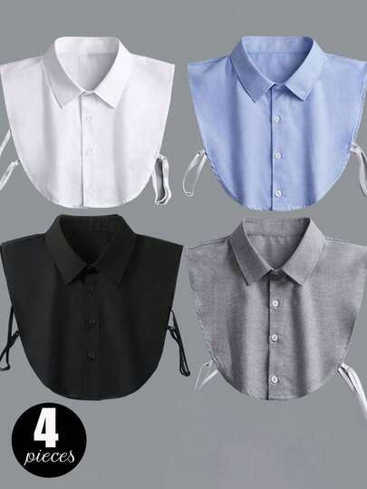 4pcs/2pcs/1pc Detachable Fake Collar, Unisex, Business Casual Versatile Sleeveless Fake Collar