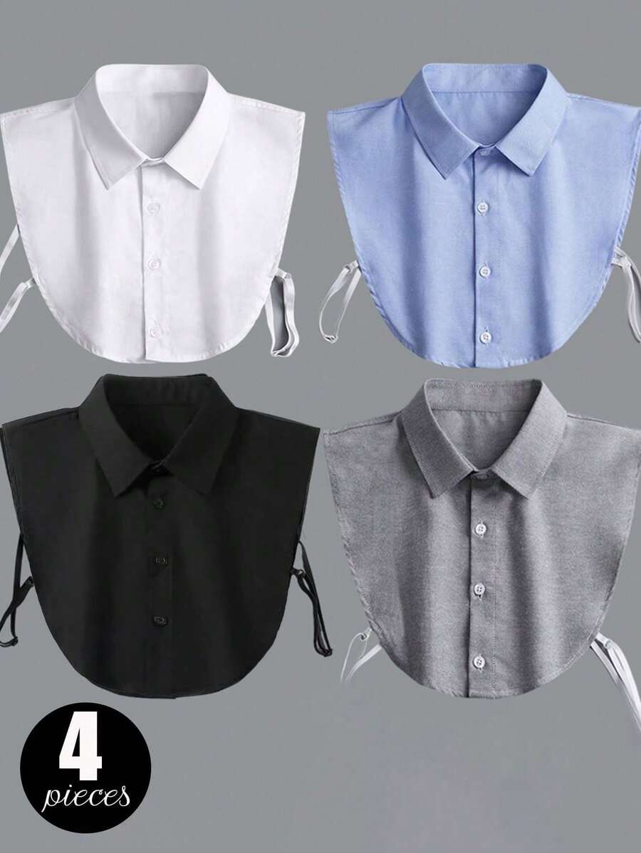 4pcs/2pcs/1pc Detachable Fake Collar, Unisex, Business Casual Versatile Sleeveless Fake Collar - Multicolor - View 1