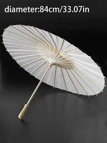 1/5/10pcs Retro White Creative Women's Blank Paper Sunshade Wedding Umbrella - Wooden Handle, No Power Required, Perfect For Weddings, Photo Shoots, Makeup, Parties, Beach Decorations. Wedding Souvenir, Bridesmaid Group Decorative Umbrella, Retro Paper Fan. - White - View 14
