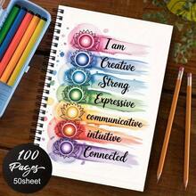 1 cuốn sổ tay màu nước thiết kế xoắn ốc 7 luân xa - Họa tiết hoa sen, trang hệ thống luân xa đầy màu sắc, quà tặng độc đáo cho đồng nghiệp nam và nữ, đồ dùng văn phòng và trường học, sổ hệ thống luân xa, viết sáng tạo, thiết kế tâm linh, minh họa tinh tế - Một cuốn sổ tay xoắn ốc luân xa được thiết kế với bảy màu nước - Xem 6