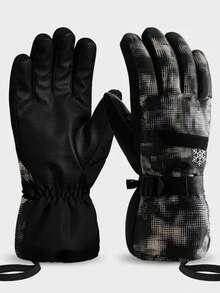 新款防水保暖滑雪手套，户外冬季手套，带触摸屏，防风，防滑，带照明模式