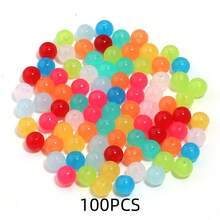 20 à 100 pièces Perles d'espacement rondes en acrylique coloré, perles fantaisie mignonnes aux couleurs aléatoires mélangées, faites main pour la création de bijoux, pendentifs, breloques pour téléphone, porte-clés et décorations artisanales. - Mélanger les couleurs au hasard - Voir 15
