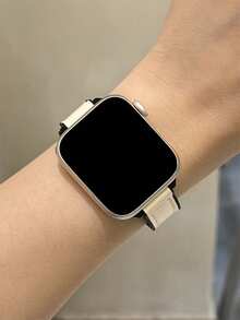 1件中性真皮與矽膠磁吸式錶帶，兼容 ，適用 42mm、38mm、40mm、41mm、44mm、45mm、46mm、49mm 尺寸，時尚智慧手錶替換錶帶，適用 Series Ultra2/1、SE2、SE 11、10、9、8、7、6、5、4、3、2、1 及其他機型，可作為學生返校禮物 - 星光色 - 查看 3