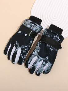 1 双 5-12 岁儿童冬季保暖带内衬户外防风防水防滑滑雪手套 - 彩色 - 查看 5