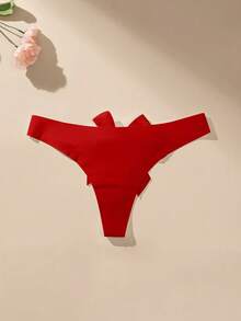 Women's Bow Tie Low Waist Tie-Up Sexy Thong Minimalist G-String - Red - View 5