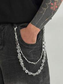 1pc Fashionable Street Hip Hop Jeans For Men, Featuring Cross Pendant, Pant Chain, Backpack Charm, Metal Waist Chain, Suitable For Daily Commute, Campus Style, Outdoor, Street Wear, Halloween, Autumn/Winter, Holiday Gift - Color Mixing - View 13