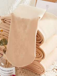 女士200克保暖内衬打底裤，保暖舒适，适合日常休闲穿着，秋冬季 - 杏色 - 查看 5