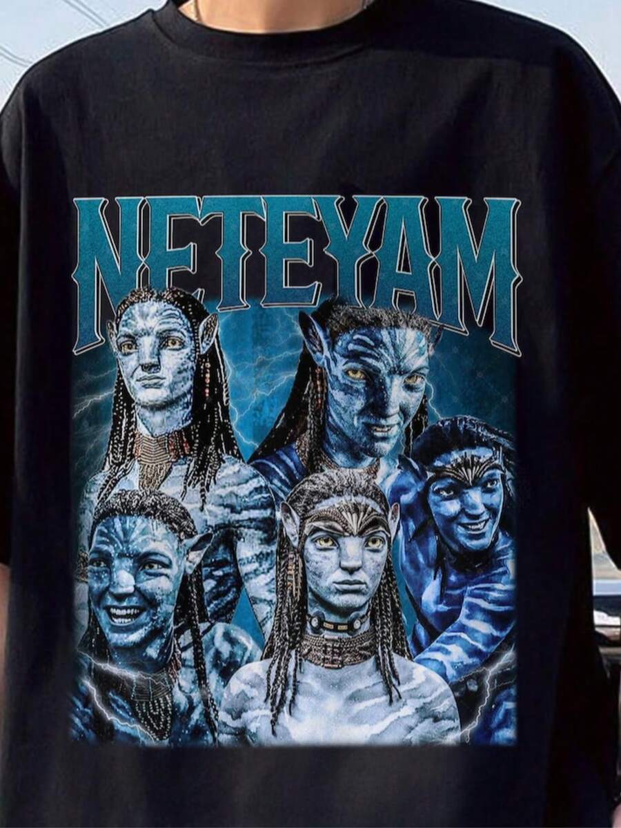 Limited Neteyam Music Unisex T-Shirt, Neteyam Y2k Softstyle Shirt, Neteyam Oversized Retro Bootleg T - Black - View 1