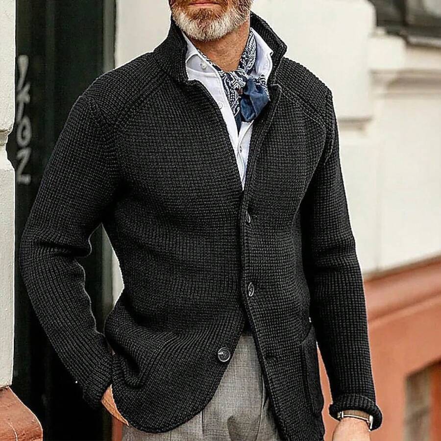 Men Sports Cardigans - Black - View 1