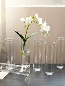 2/6/10pcs Cylindrical Plastic Vases, Transparent Slim Single Stem Vases, Minimalist Style Bulk Vases, Home Decor, Suitable For Wedding, Birthday, Bridal Shower, Party, Dining Table Decoration Decor Vases For Event Stylists And Party Organizers - Clear - View 10