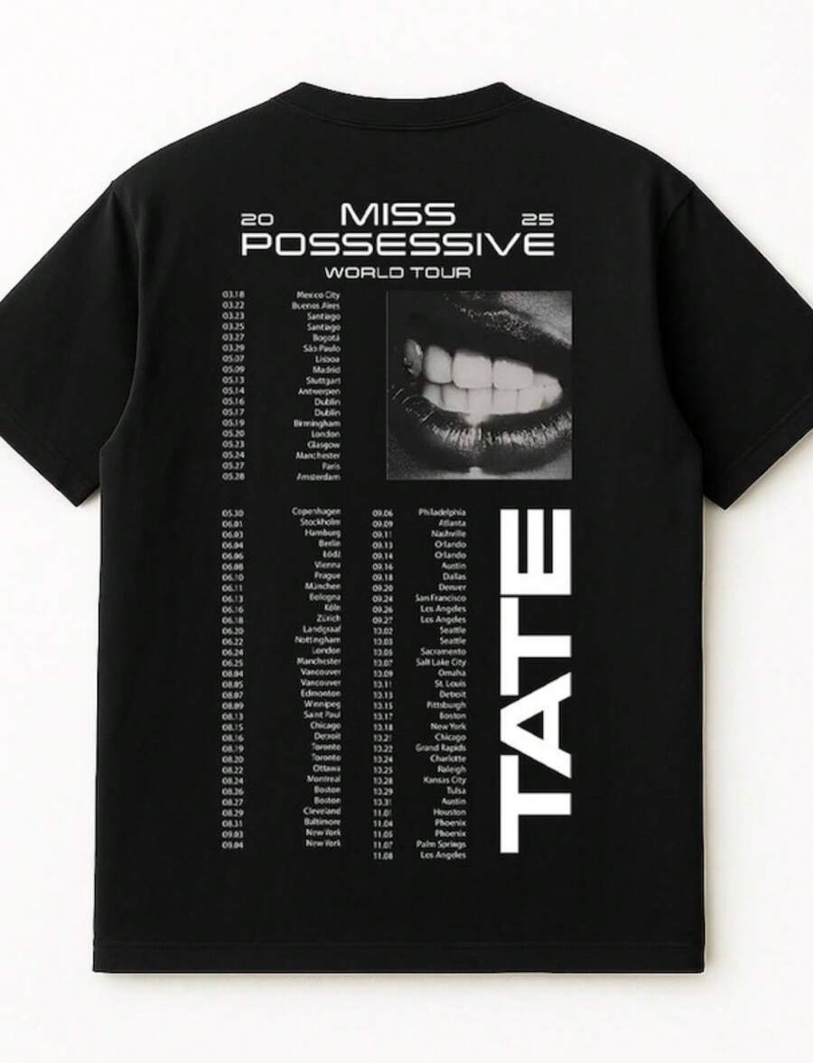 Tate McRae Tour 2025 Merch T-Shirt _ _ Original Tate McRae Merch _ Concert Outfit T-Shirt _ Unisex T - 黑色 - 查看 1