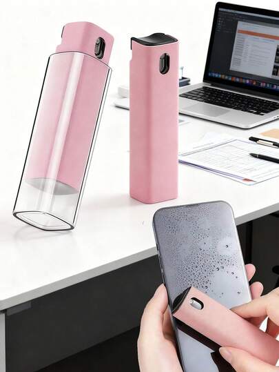 1 Set 2-In-1 Ultra-Fine Fiber Screen Cleaning Spray Bottle Kit, Portable High-Efficiency Dust Removal Tool, Suitable For Smartphones, Computers, Glasses, Convenient Device Maintenance And Care, Portable Spray Bottle, Lint-Free Wiping Cloth