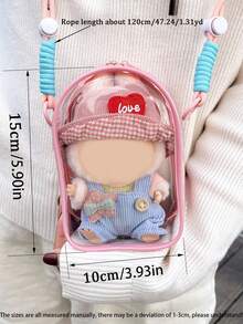 1 Stück Umhängetasche, Aufbewahrungstasche speziell für Labubu Plüschtiere; perfekt zum Mitnehmen mit Ihrem Baby, dient auch als staubdichte Präsentationstasche für Modellfiguren. Aus PVC gefertigt, eignet sie sich auch als praktische Kosmetiktasche oder staubdichte Tasche für Figuren.