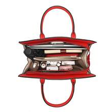 Women's Fashion Handbag And Wallet Set With Adjustable Crossbody Strap Large Shoulder Bag And Small Clutch 2-Piece Combo, Metal Swivel Lock Accessory, Ideal For Shopping, Travel And Business Commute - Đỏ - Xem 5