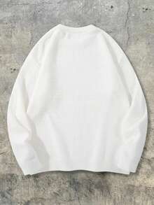 Unisex Fluffy Round Neck Sweater, Korean Style Casual Loose Fit Knitted Pullover Top, Suitable For Autumn, Winter, Back To School