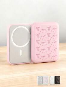 Bowknot Protective Case, Suitable For TPU Soft Rubber Matte Wireless Power Bank, Anti-Drop Corners, Fine Texture, Compatible With IPhone (Battery Not Included), Magnetic Closure - Multicolor - View 1