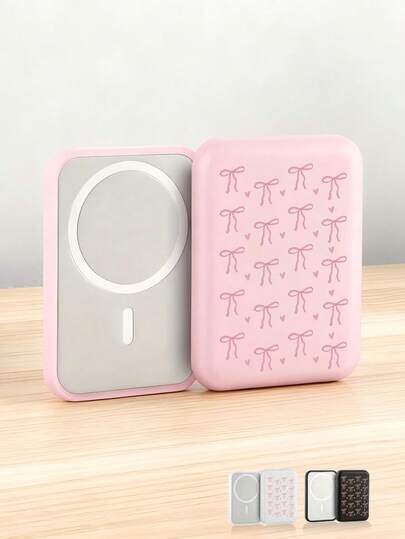 Bowknot Protective Case, Suitable For TPU Soft Rubber Matte Wireless Power Bank, Anti-Drop Corners, Fine Texture, Compatible With IPhone (Battery Not Included), Magnetic Closure