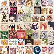50pcs Retro Bizarre Inspirational Stickers For Luggage Scrapbook Skateboard Guitar Classroom Holiday Party Diy Decorations - Multicolor - View 1