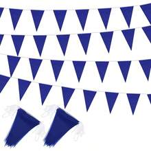 XZGB Panelee 300 Feet Blank Pennant Banners Flags String Hanging DIY 180 Pcs Triangle Bunting Pennant Garland For Opening Graduation Birthday Party Decoration Festival Celebration Blue - 藍色 - 查看 1