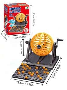 Máquina giratoria de juego de lotería tipo bingo clásico para toda la familia, incluye 90 números y 12 tarjetas - Negro - Ver 4