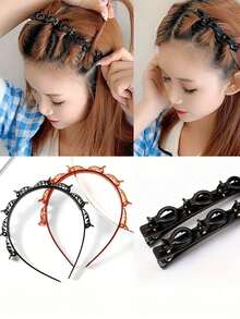 Bộ phụ kiện tóc thời trang 2 chiếc/1 chiếc, kẹp tóc lười, kẹp tóc mái mùa hè cho nữ, băng đô cao trang trí tóc, dây buộc tóc, vòng buộc tóc, dây chun buộc tóc. - màu đen - Xem 7