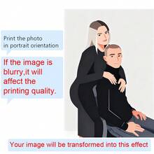 扁平化肖像插画,定制绘画,个性化照片,照片插画,个性化肖像,送给男朋友的礼物,送给女朋友的礼物 - 彩色 - 查看 15