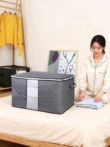 Set de 3/1 bolsa plegable para almacenamiento de ropa en el hogar, organizador de almacenamiento doméstico para ropa, ropa de cama, suéteres, almohadas y organización de armarios - Gris Claro - Ver 10