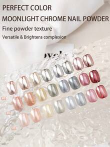 3pcs/1pc  Powder Nail Art Set, Transparent  Powder, Mirror Effect Holographic Nail Powder, Colorful Aurora Mermaid Pigment, Perfect For Christmas, Thanksgiving, Home Nail Design - 彩色 - 查看 2