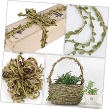 5m/10m Artificial Forest Vine Leaves Jute Rope DIY Decor Weaving Craft Creative Wax Rope Material, Artificial Vine Decor, Fake Plants, Weaving Hanging Wreath, Suitable For Home And Wedding Decoration, Green Fake Wisteria Vine, For Party Wall And Ceiling Decoration - Green - View 4