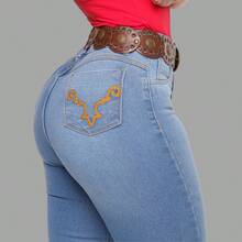 Women's Country Jeans Embroidered Flare Western Rodeio Muladeira With Elastane - Bordado ligero acampanado - Ver 5