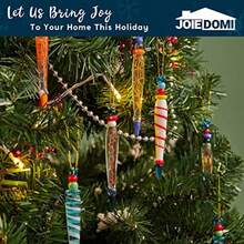 yJOYIN 12 Adornos Coloridos de carambano de Vidrio con linea de Vidrio para decoracion de arbol de Navidad arbol de Navidad de 3.5 a 3.7 Pulgadas para Colgar en 12 diseños Diferentes - Multicolor - Ver 5