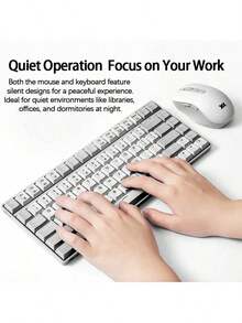 Lenovo K1 Wireless Keyboard And Mouse Combo: Mechanical Rebound Mechanism, Jelly-Like Tactile Feedback, 3-Level DPI Adjustment, Stable And Low-Latency Wireless Connection, Widely Compatible With Windows Platform, Moonlit White. - Moonlit White - View 3