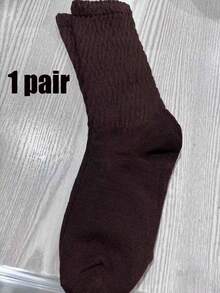 5双秋冬女士加厚保暖小腿袜，四季皆宜，长筒绒袜，Y2K风格，舒适保暖
