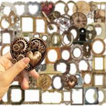 68 piezas de pegatinas de marco de fotos retro, adecuadas para decorar portátiles, cuadernos, fundas de teléfonos, hechas de material PET, pegatinas decorativas de papel - Multicolor - Ver 6