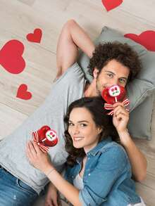 100pcs Valentine's Day Heart Shaped Lollipop Cards, Valentine's Lollipop Decoration Cards Without Candies, Creative Design DIY Party Decorations Paper Cards, Suitable For Candy Gifts, Valentine's Day Party Decorations, Lollipop Paper Cards DIY Decorations, Valentine's Day Party Gifts And Supplies - Red - View 3