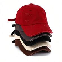 1pc Men Solid Color Distressed Baseball Cap, Suitable Spring And Summer And Daily Wear - Multicolor - View 12