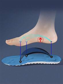 2pcs High-Elasticity Insoles, Shock-Absorbing And Cushioning Sports Insoles, Arch Support, Breathable Insoles - Blue - View 4