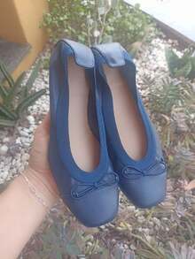 Women's Compact Folding Flats With Square Toe