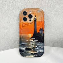 Funda para teléfono Sunset Lighthouse Waves compatible con fundas ,  17,  16 Pro Max,  15 Pro Max,  13 y  12. Fabricada en TPU, ofrece protección contra golpes y caídas. Un regalo maravilloso para familiares, amigos, seres queridos, novios/novias y para Navidad.fundas para celular,funda para celular,telefonos celulares oferta,fundas para  13,fundas de celular,fundas para teléfono,fundas de teléfono,funda de celular,fundas para  11,fundas para celulares,fundas graciosas,fundas de ,fundas - transparente - Ver 2