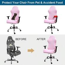 XZGB Gaming Chair Slipcover Stretch Seat Chair Cover For Leather Computer Reclining Racing Ruffled Gamer Chair Protector Pink One-Size - 粉色 - 查看 4