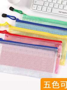 Estojo transparente de malha, estojo simples para lápis, ideal para provas, caixa de material escolar minimalista para estudantes, bolsa impermeável para documentos, estilo INS