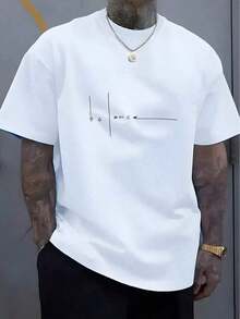 Men's Fashion Letter Print Round Neck Short Sleeve Casual T-Shirt 100% Comfortable Cotton Pattern T-Shirt Plus Size Men