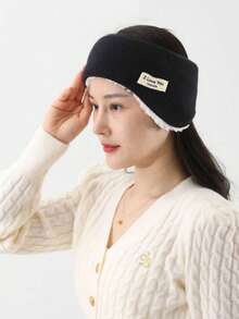 1件秋冬季男女户外运动骑行保暖护耳罩，兼具护耳和护额功能，针织绒面耳罩，睡眠护目镜，聚酯纤维材质，多种颜色可选，内衬棉质保暖配件