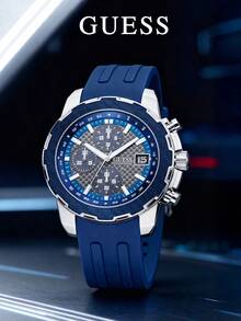 Guess Đồng hồ nam Quartz, vỏ thép không gỉ, dây đeo silicon. Đồng hồ Pointer có khả năng chống nước ở độ sâu 50 mét, phù hợp cho các hoạt động hàng ngày và thể thao W0167G1/W1047G2. - Xám - Xem 1